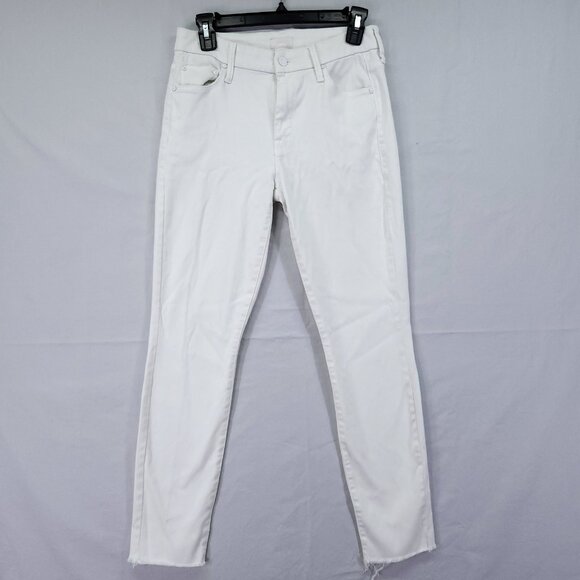 Mother Jeans Women’s 27 Mid Waisted Looker Ankle Fray Glass Slipper White - Picture 1 of 14